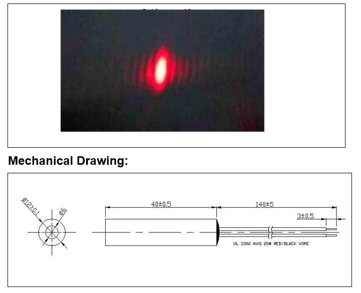 Industrial Laser Tag - D12x40 мм 650 нм 660 нм
